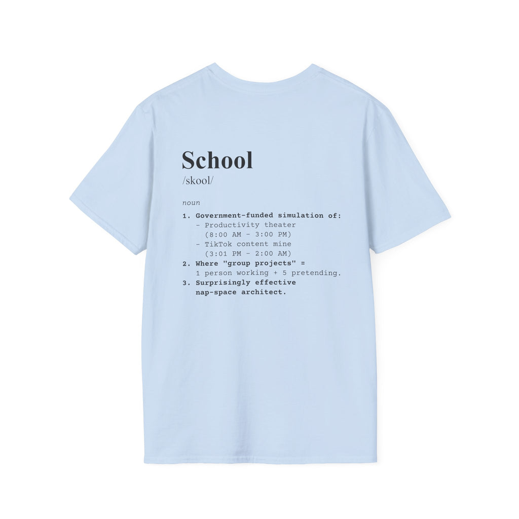 School Definition T-Shirt (V1 - Back Print) - Light Blue / S - T-Shirt