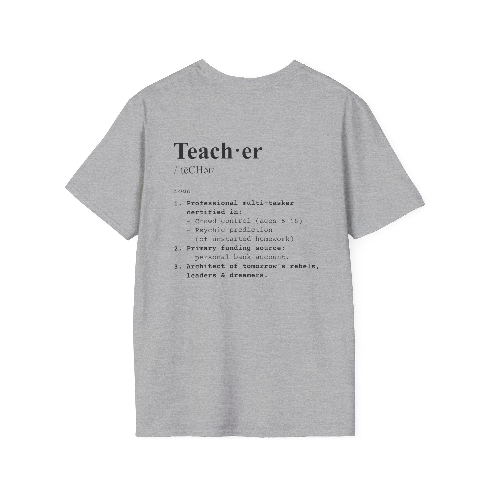 Teacher Definition T-Shirt (V2 - Back Print) - Sport Grey / S - T-Shirt