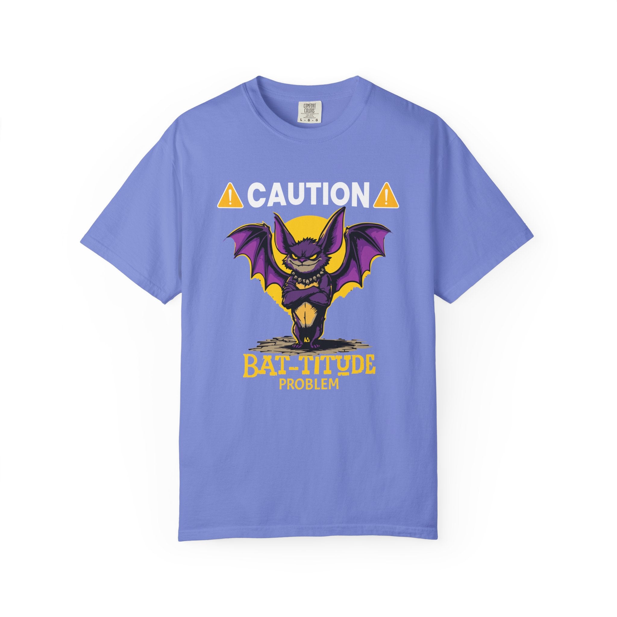 Caution: Bat-titude Problem Halloween T-Shirt - Flo Blue / S - T-Shirt