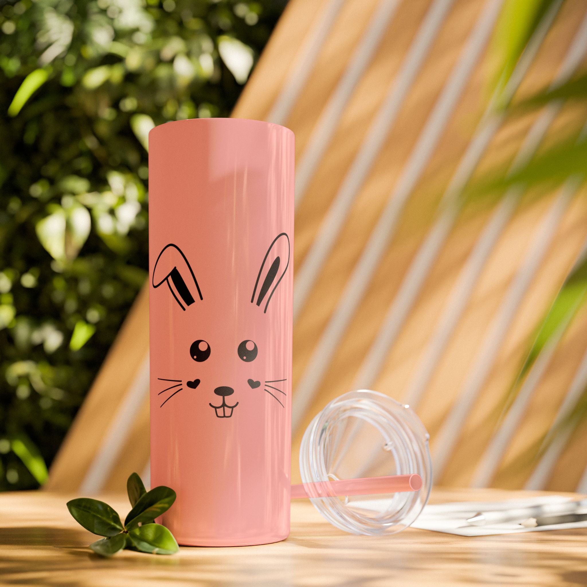 Cute Bunny Skinny Tumbler 20oz with Straw - Mug