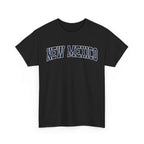 Black t-shirt with 'NEW MEXICO' text on a white background