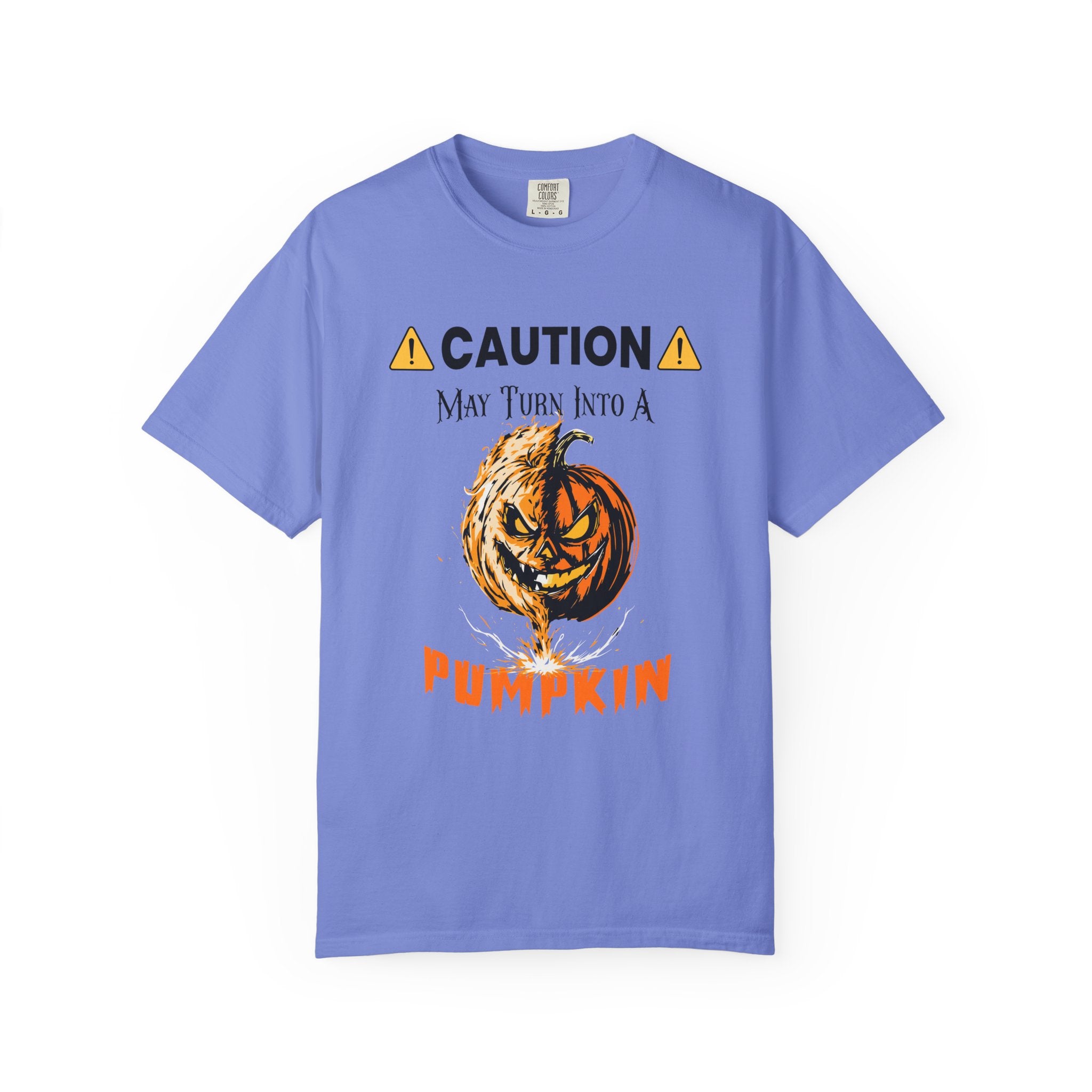 ⚠️ Caution: May Turn Into a Pumpkin T-Shirt - Flo Blue / S - T-Shirt