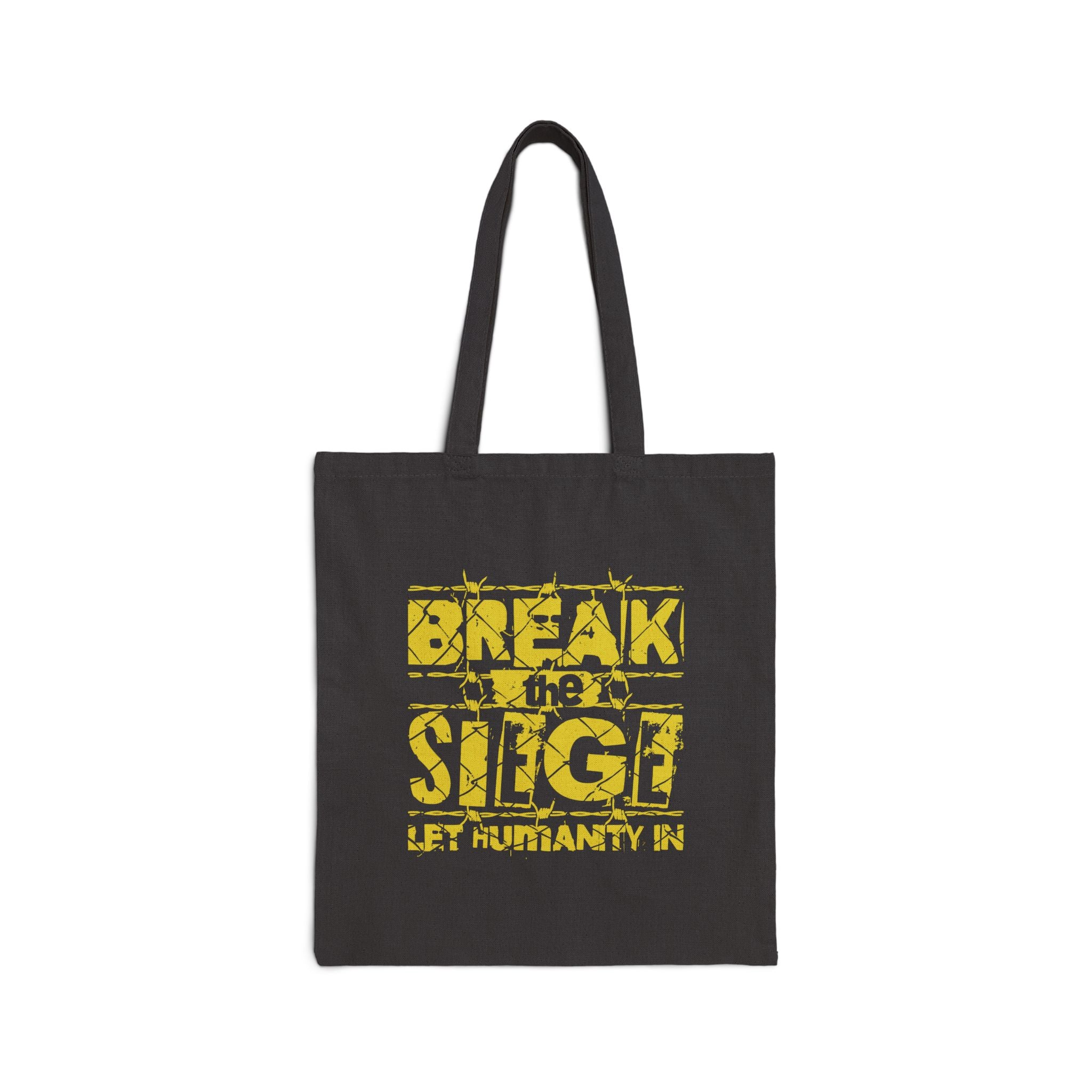 Break the Siege Cotton Canvas Tote Bag - Black / 15’’ x 16’’ - Bags