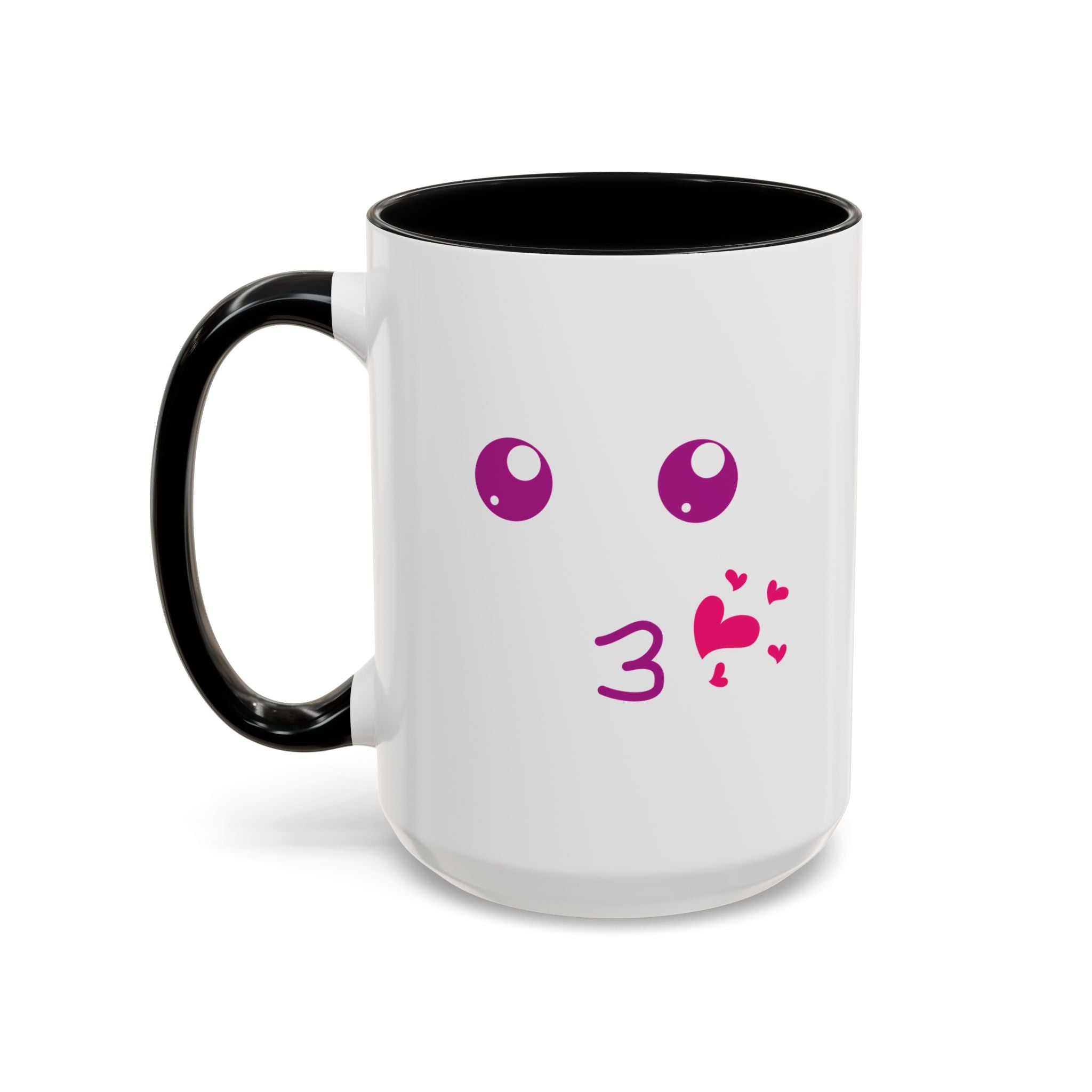 Cute Kiss Smiley Face Mug | XOXO Coffee Cup - 15oz / Black