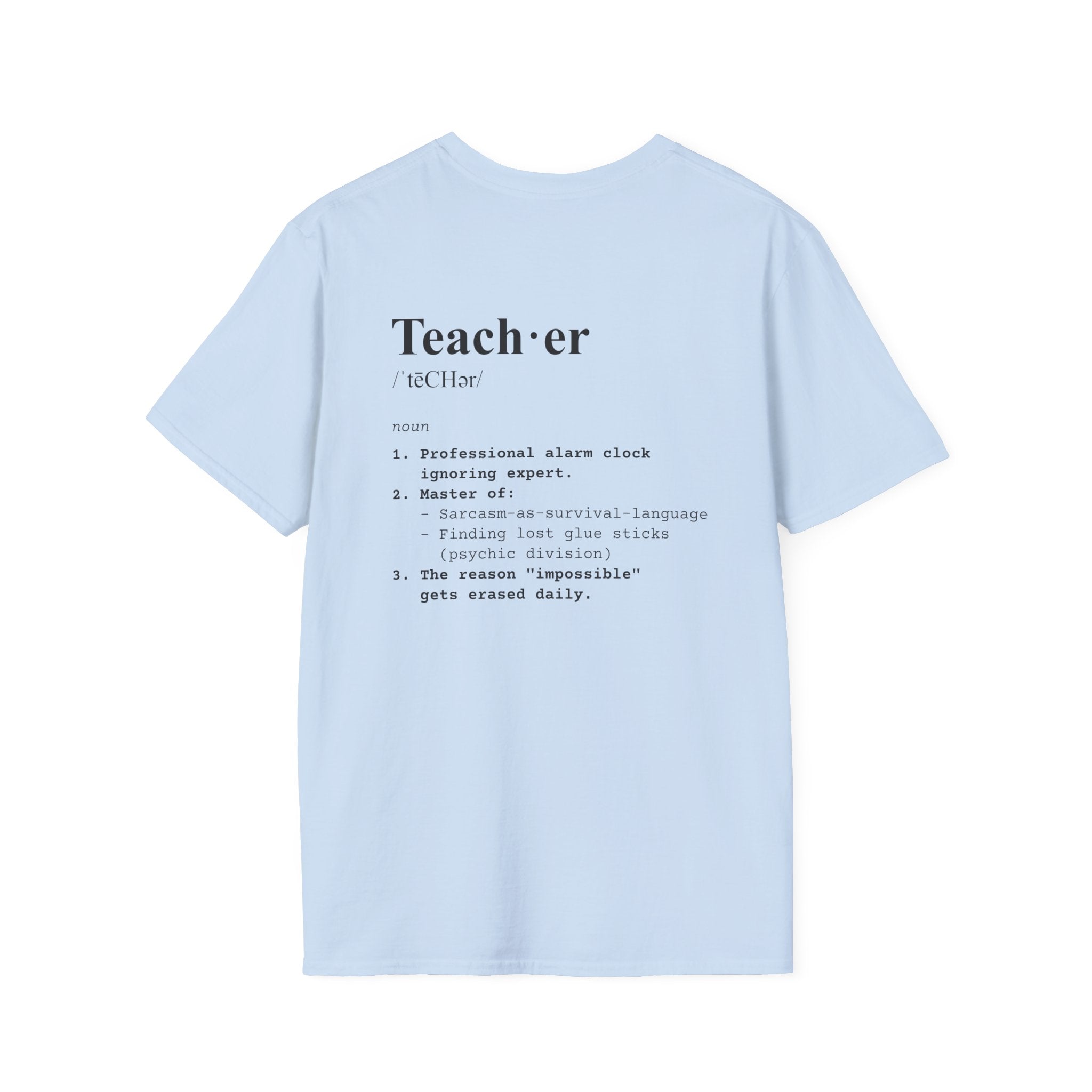 Teacher Definition T-Shirt (V3 - Back Print) - Light Blue / S - T-Shirt