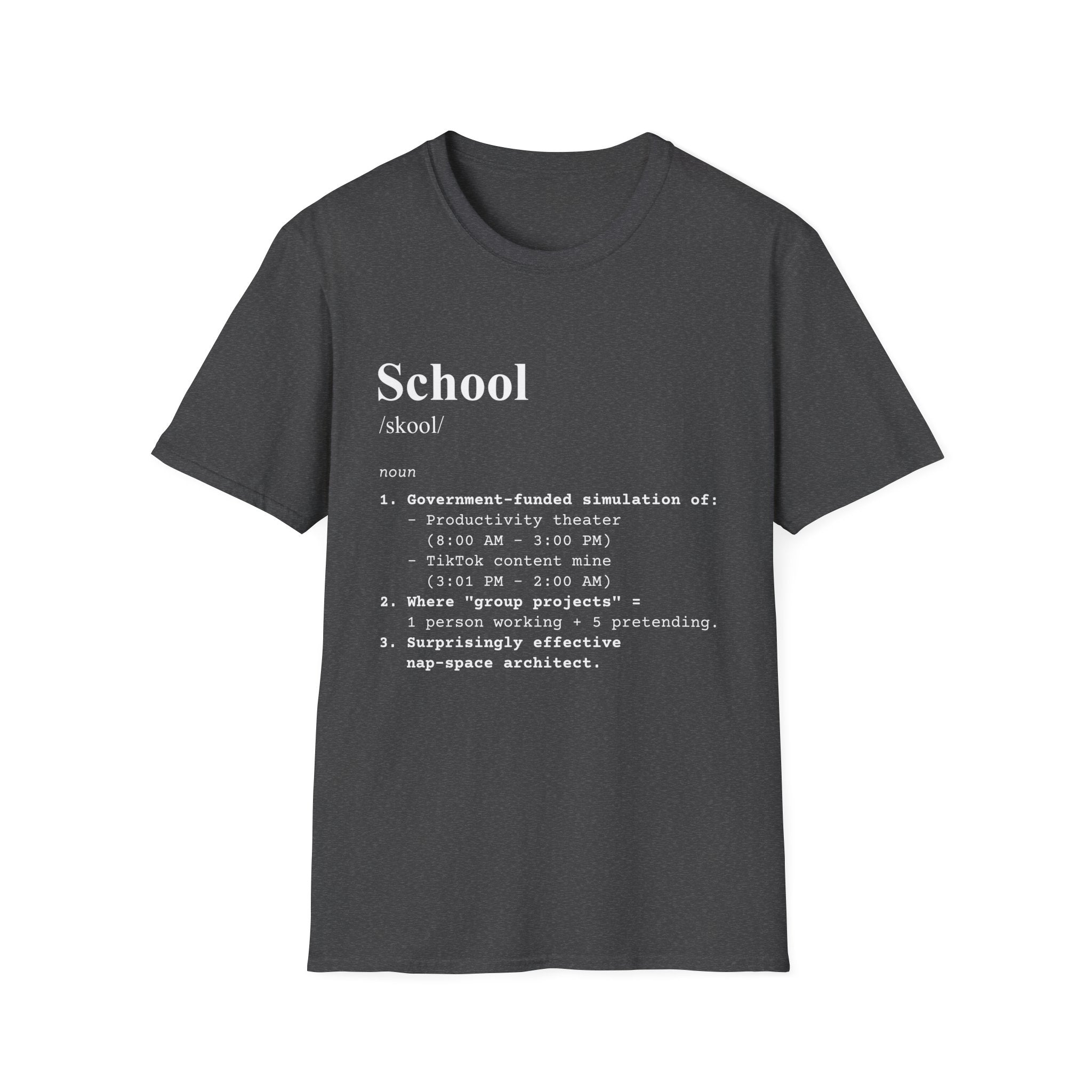 School Definition T-Shirt (V1) - Dark Heather / S - T-Shirt