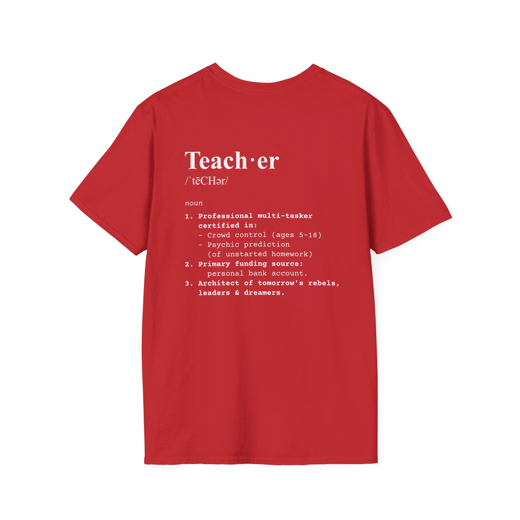 Teacher Definition T-Shirt (V2 - Back Print) - Red / S - T-Shirt