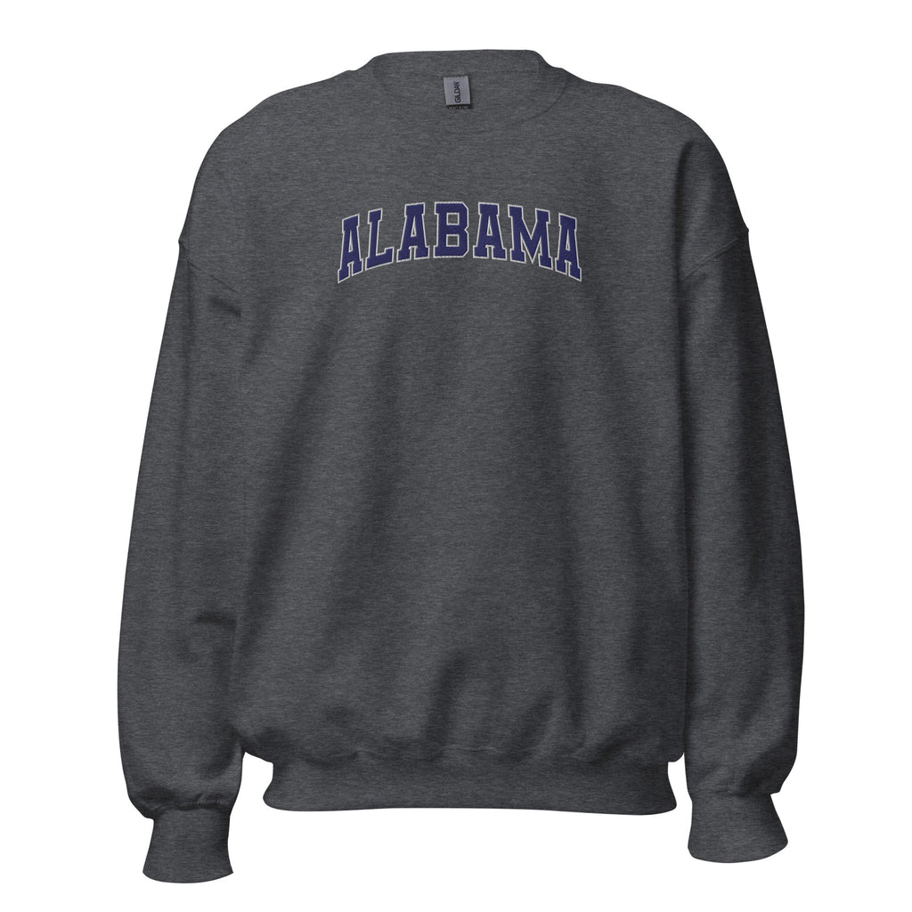Alabama Vintage Varsity Embroidered Classic Crewneck Sweatshirt - Dark Heather / S