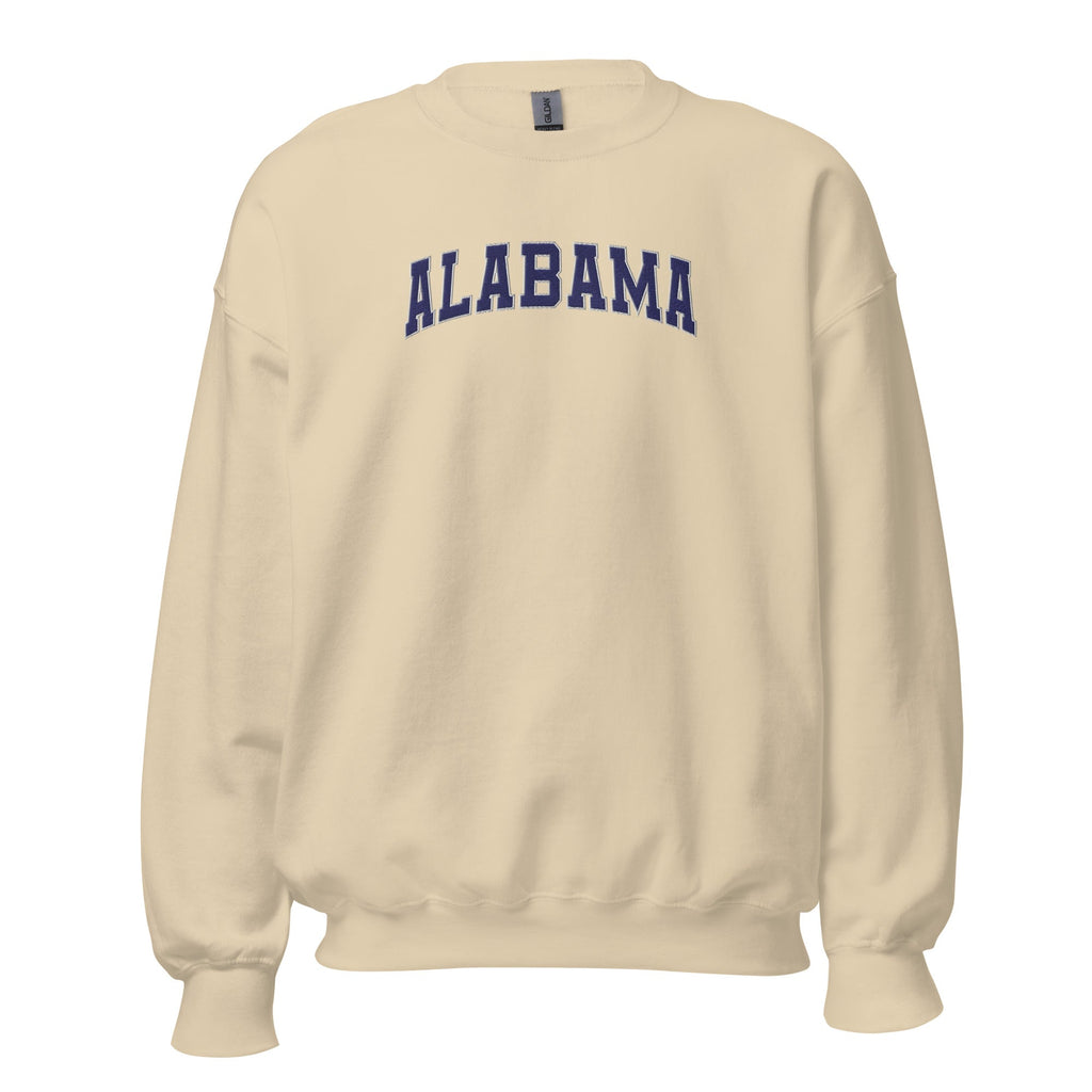 Alabama Vintage Varsity Embroidered Classic Crewneck Sweatshirt - Sand / S