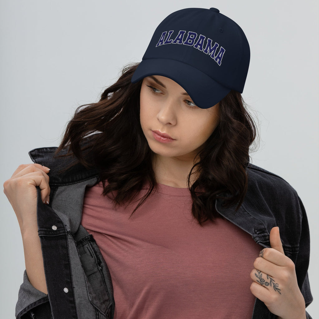 Alabama Vintage Varsity Embroidered Classic Dad Hat - Navy