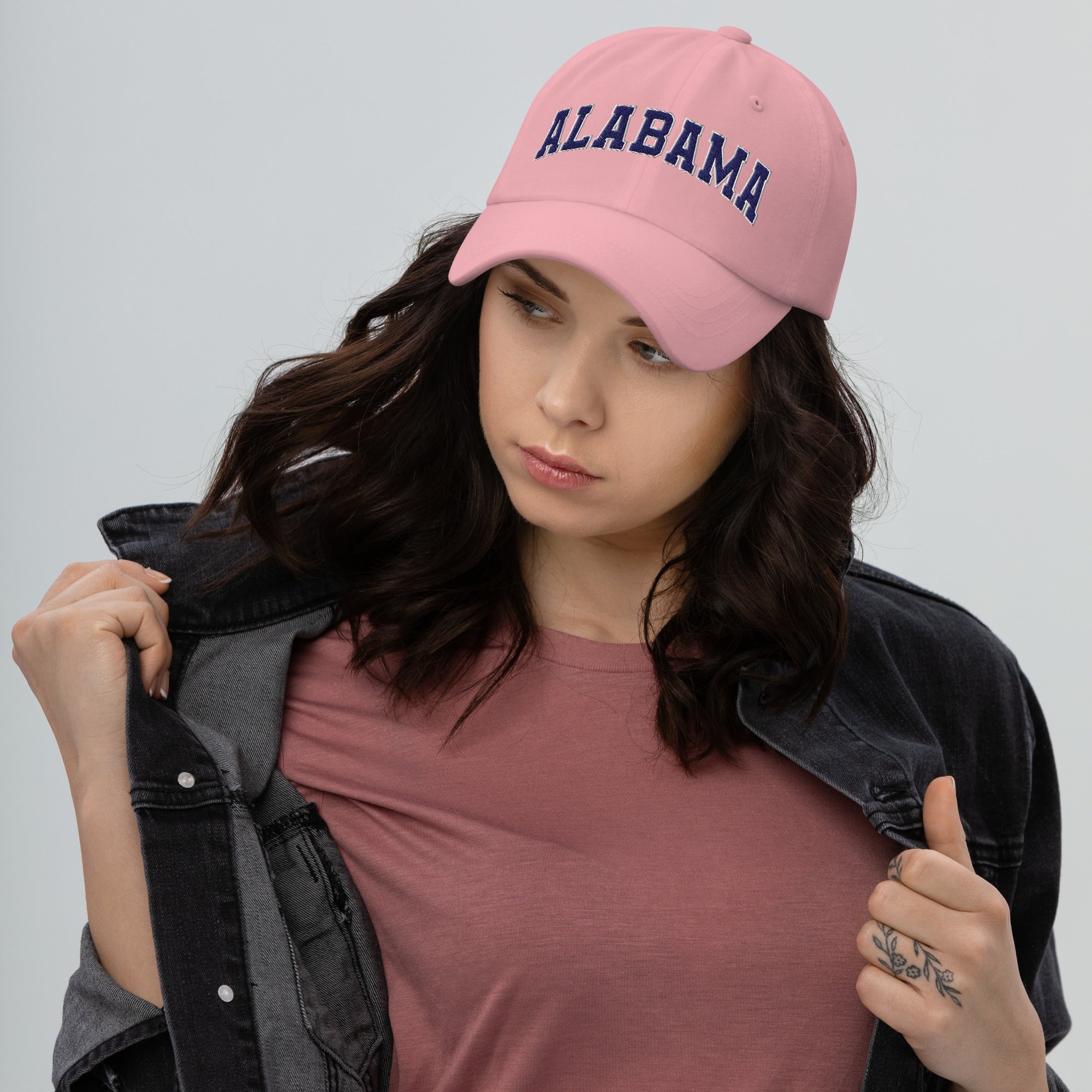 Alabama Vintage Varsity Embroidered Classic Dad Hat - Pink