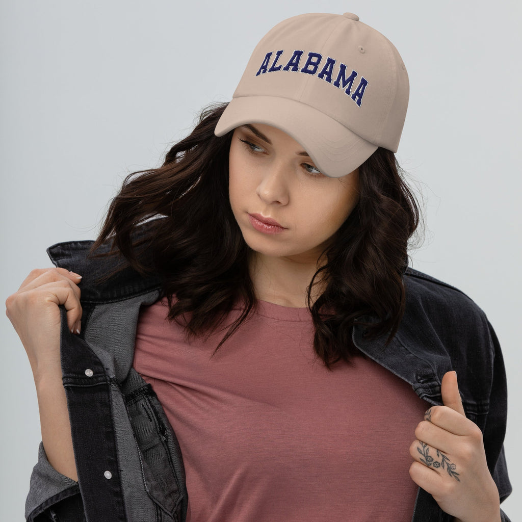 Alabama Vintage Varsity Embroidered Classic Dad Hat - Stone