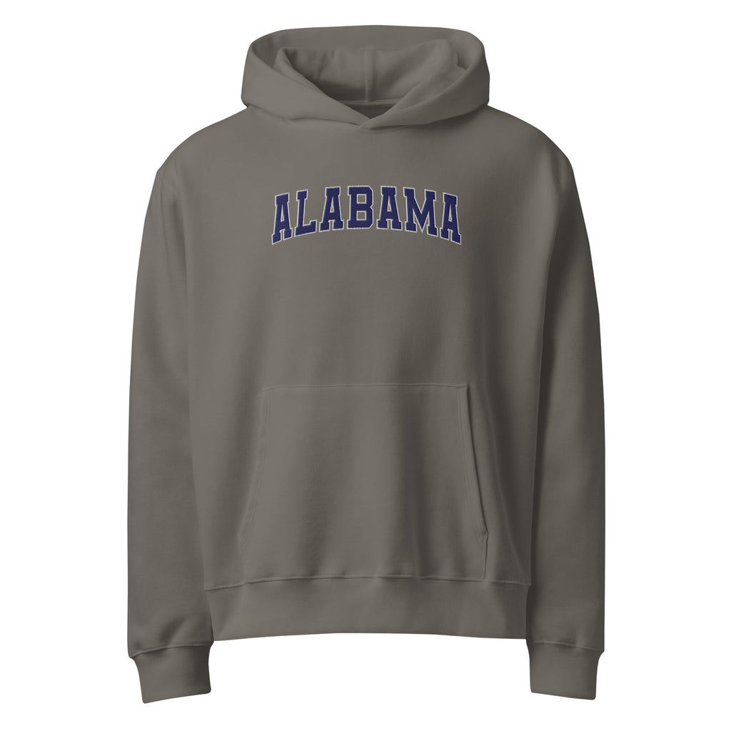 Alabama Vintage Varsity Embroidered Oversized Heavyweight Hoodie - Asphalt / S