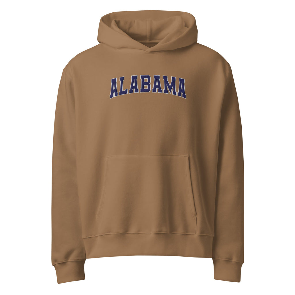Alabama Vintage Varsity Embroidered Oversized Heavyweight Hoodie - Brown / S