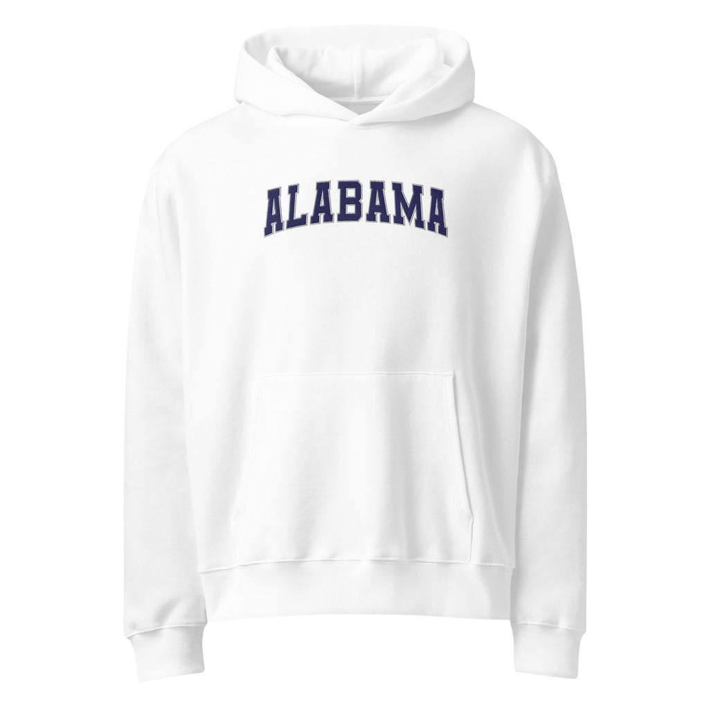 Alabama Vintage Varsity Embroidered Oversized Heavyweight Hoodie - White / S