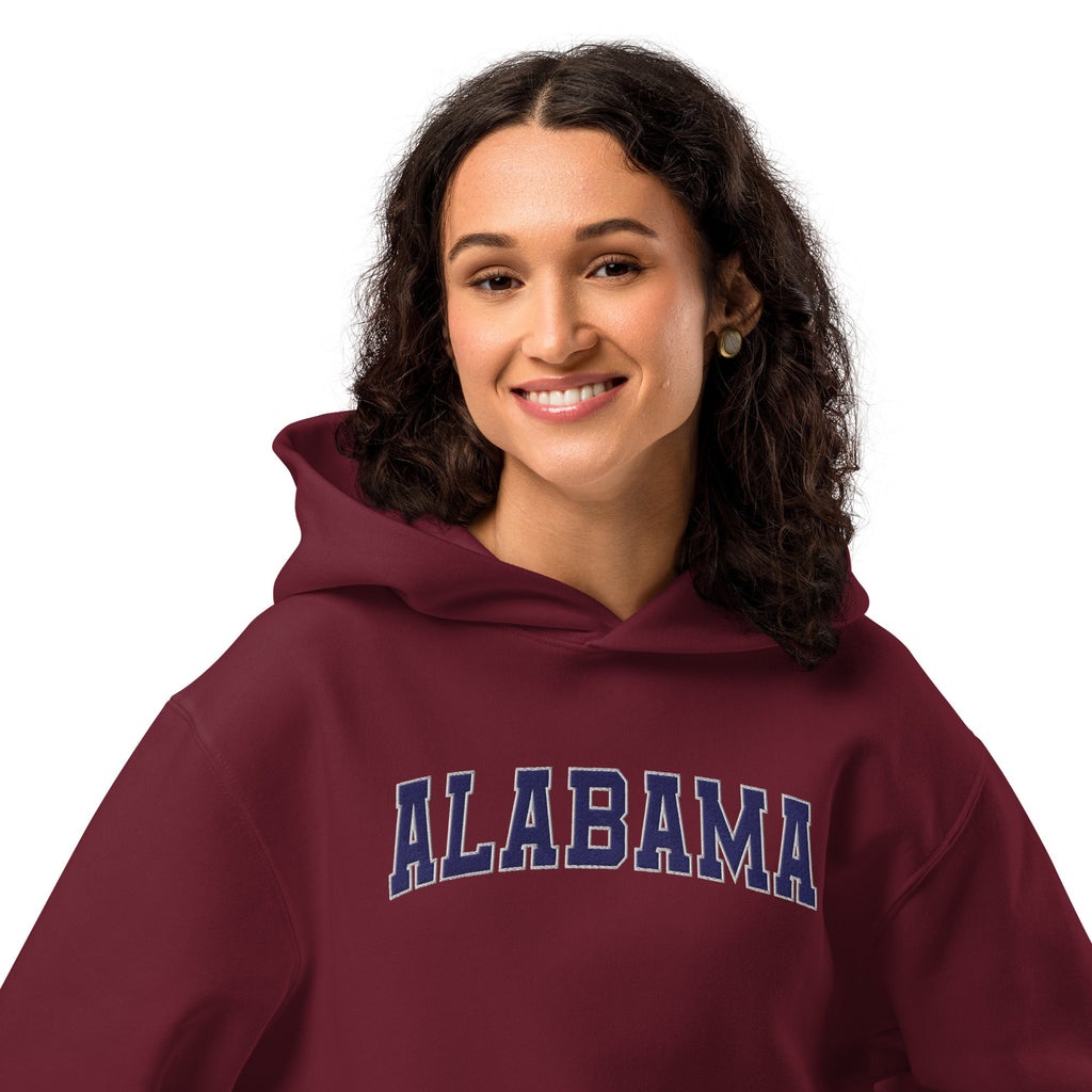 Alabama Vintage Varsity Embroidered Oversized Heavyweight Hoodie