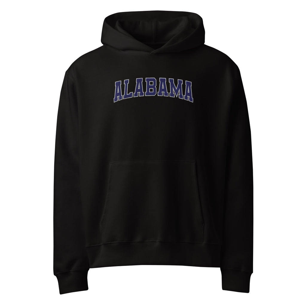 Alabama Vintage Varsity Embroidered Oversized Heavyweight Hoodie - Black / S
