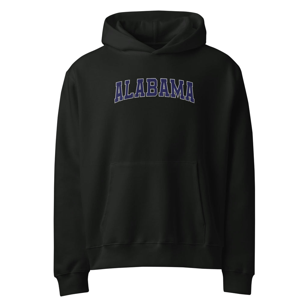 Alabama Vintage Varsity Embroidered Oversized Heavyweight Hoodie - Black / S