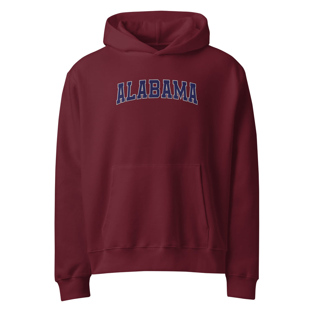 Alabama Vintage Varsity Embroidered Oversized Heavyweight Hoodie - Maroon / S