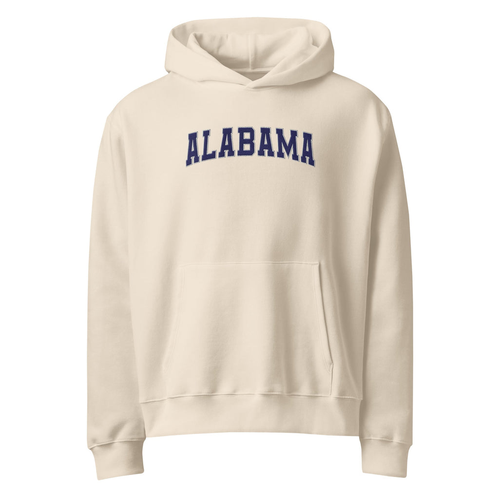 Alabama Vintage Varsity Embroidered Oversized Heavyweight Hoodie - Dust / S
