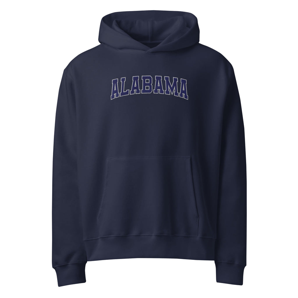 Alabama Vintage Varsity Embroidered Oversized Heavyweight Hoodie - Navy / S