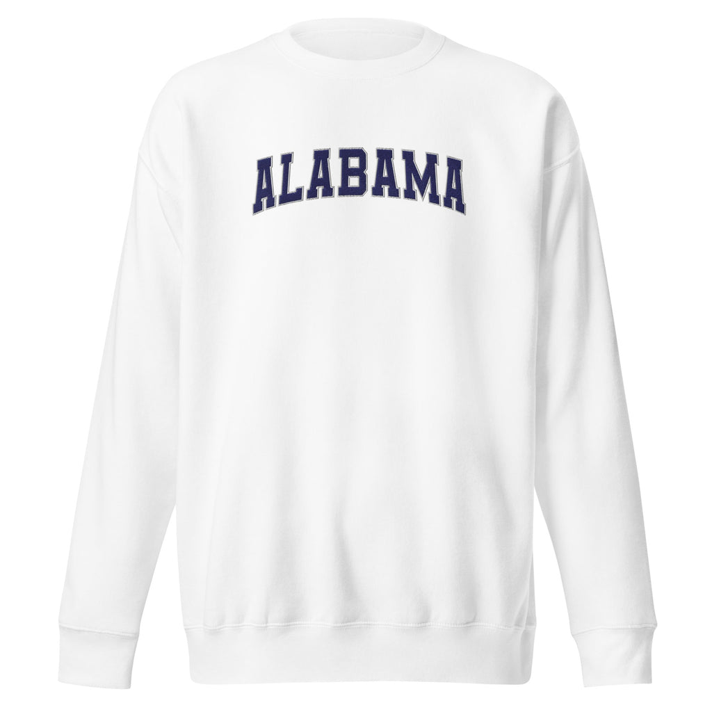 Alabama Vintage Varsity Embroidered Premium Sweatshirt - White / S