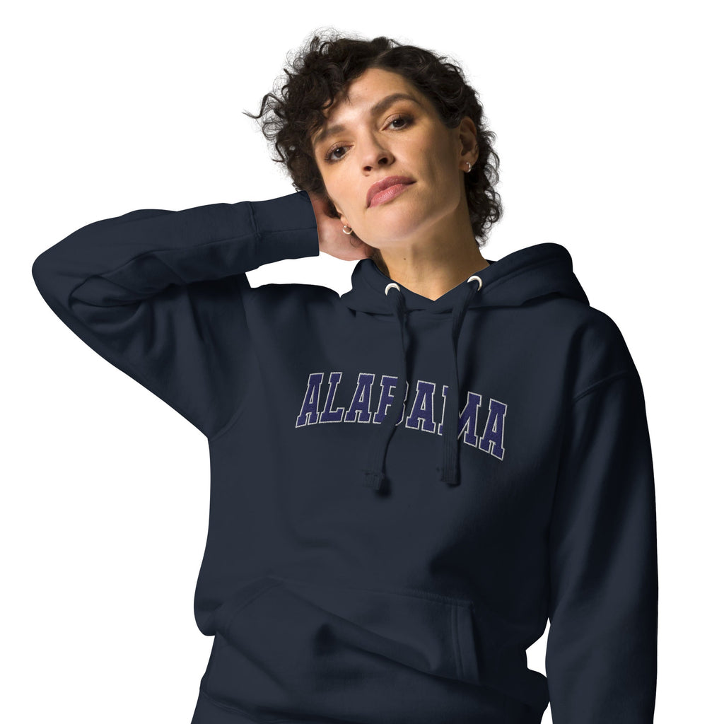 Alabama Vintage Varsity Embroidered Unisex Premium Hoodie