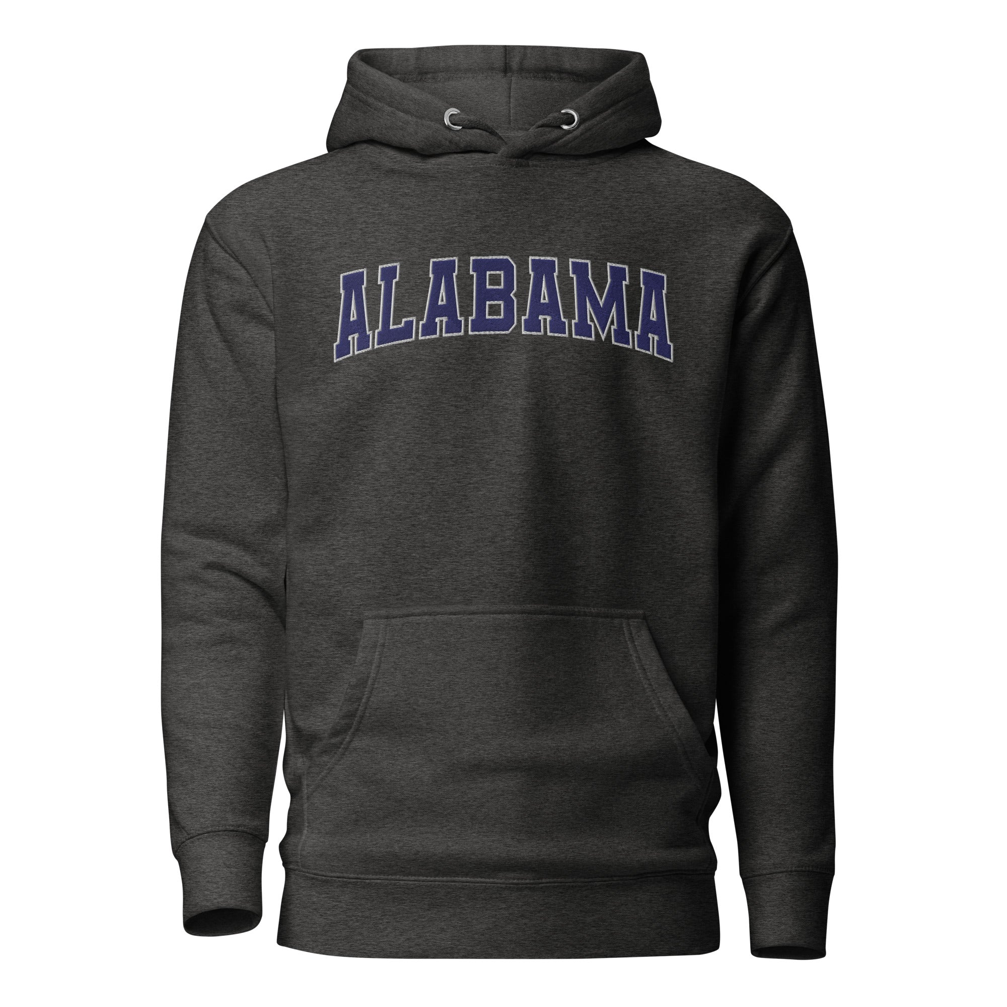 Alabama Vintage Varsity Embroidered Unisex Premium Hoodie - Charcoal Heather / S