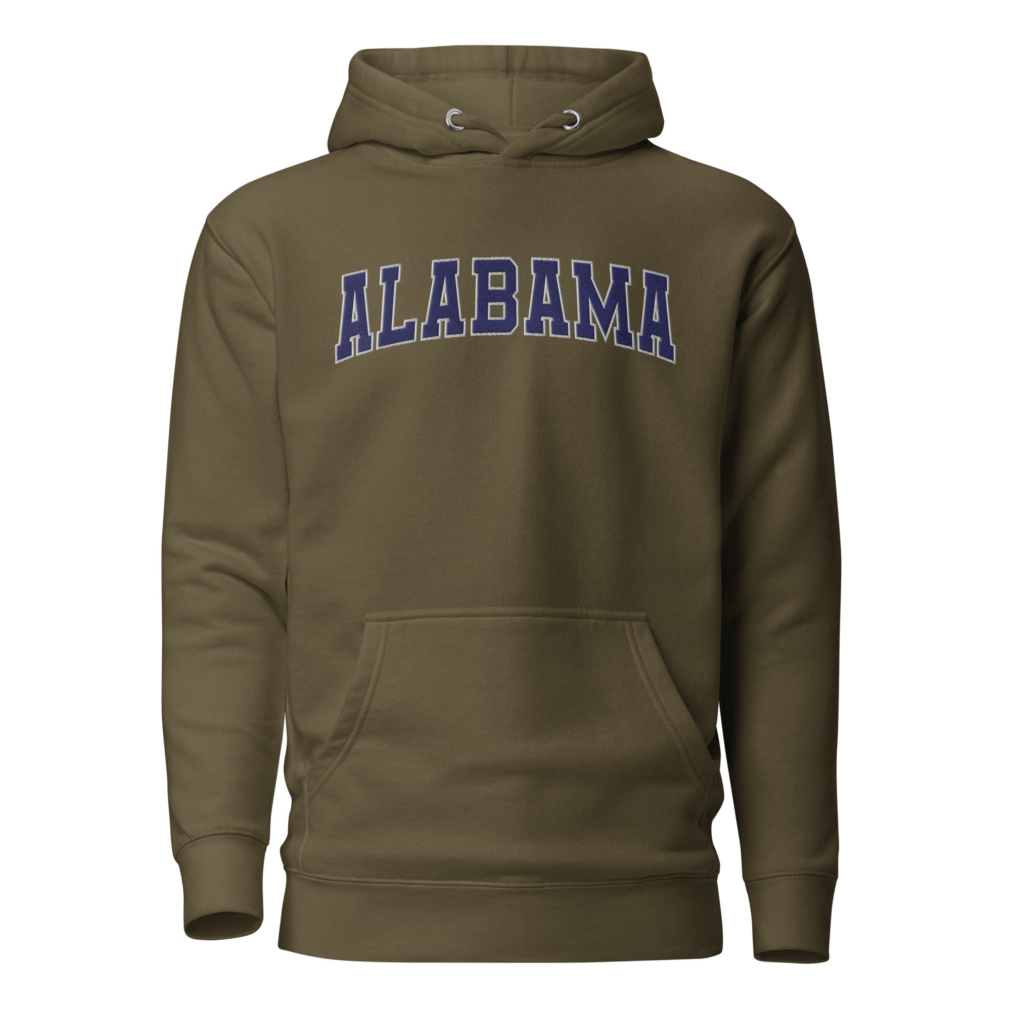 Alabama Vintage Varsity Embroidered Unisex Premium Hoodie - Military Green / S