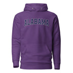 Alabama Vintage Varsity Embroidered Unisex Premium Hoodie - Purple / S