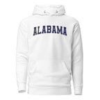 Alabama Vintage Varsity Embroidered Unisex Premium Hoodie - White / S