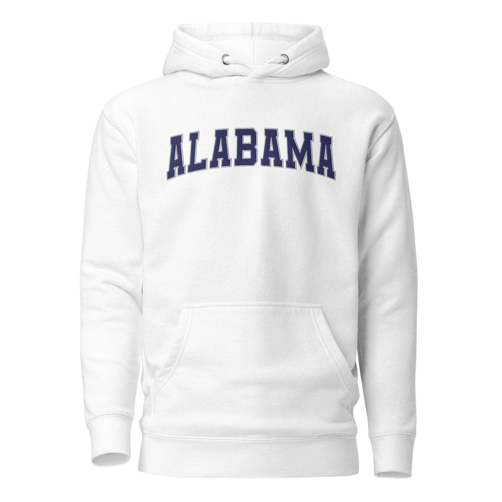 Alabama Vintage Varsity Embroidered Unisex Premium Hoodie - White / S