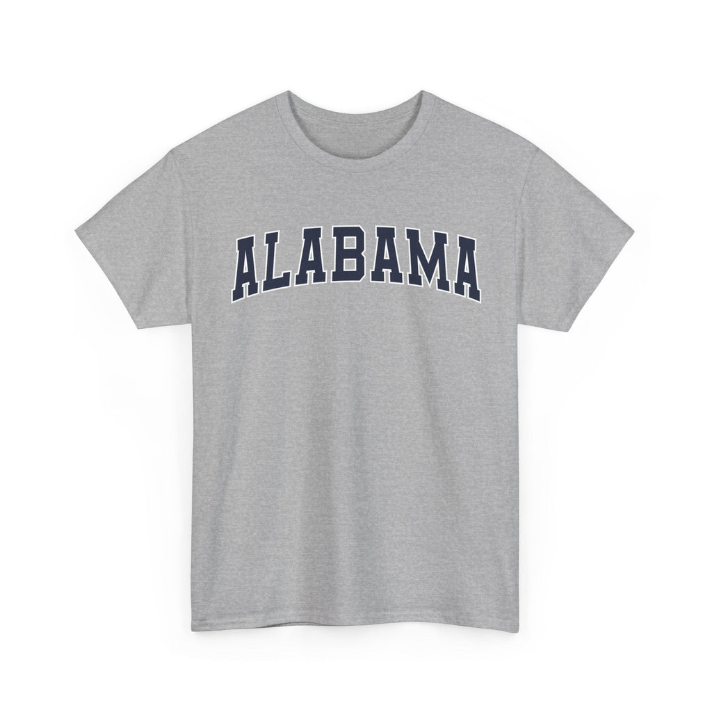 Sport Grey t-shirt with 'ALABAMA' typography design in varsity style on a white background