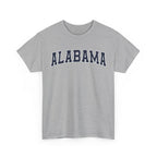 Sport Grey t-shirt with 'ALABAMA' typography design in varsity style on a white background