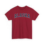 Red t-shirt with 'ALASKA' printed on it against a white background