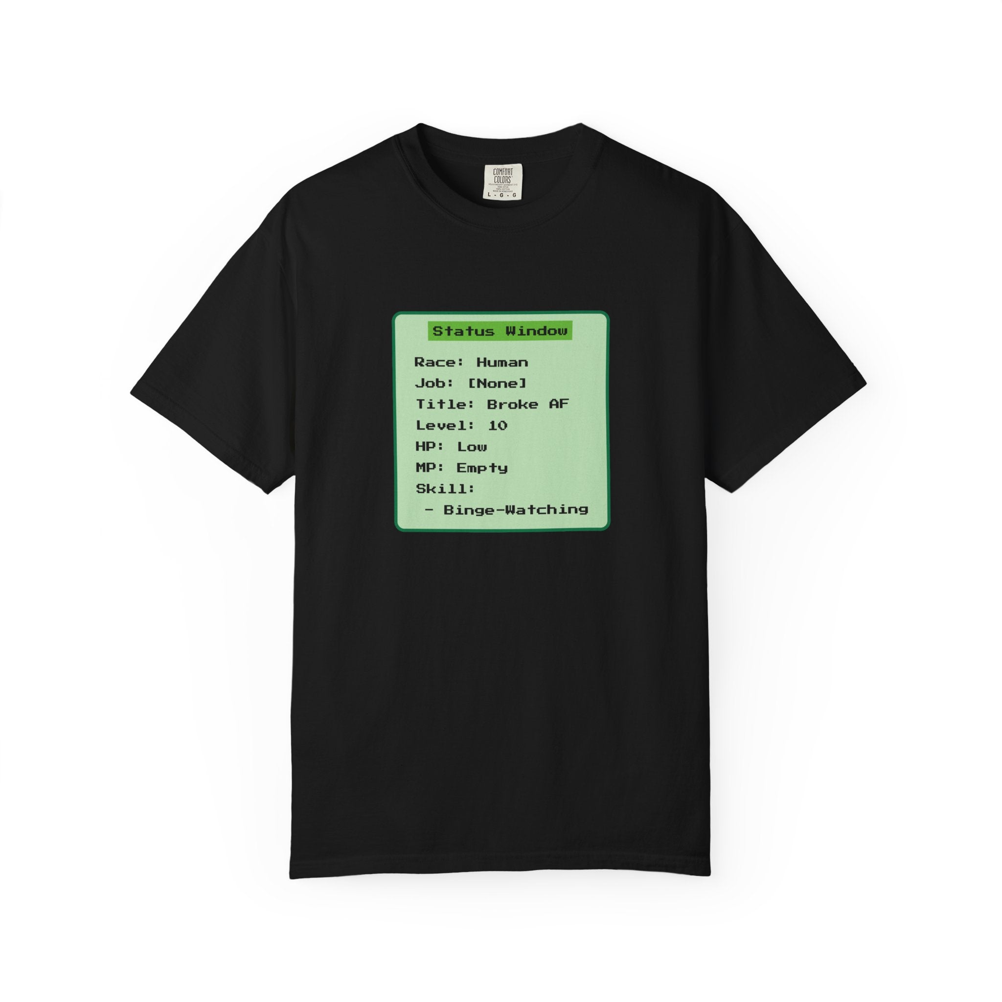 Anime Binge Watching Skill T-Shirt - Status Window & Fan Stats Graphic Tee