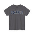Charcoal t-shirt with 'ARKANSAS ' printed on a white background