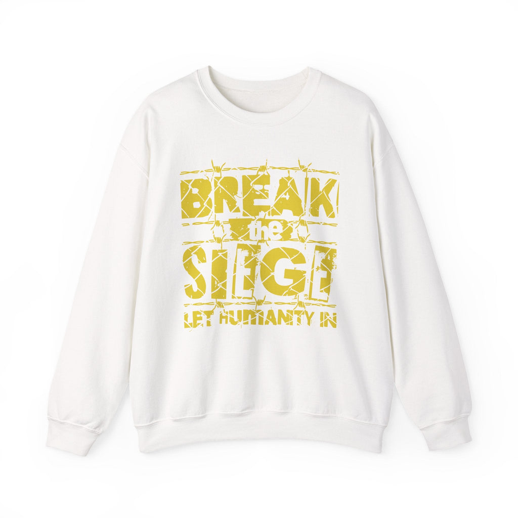 Break the Siege Crewneck Sweatshirt – “Let Humanity In” - S / White