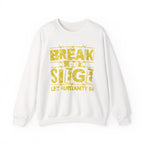 Break the Siege Crewneck Sweatshirt – “Let Humanity In” - S / White
