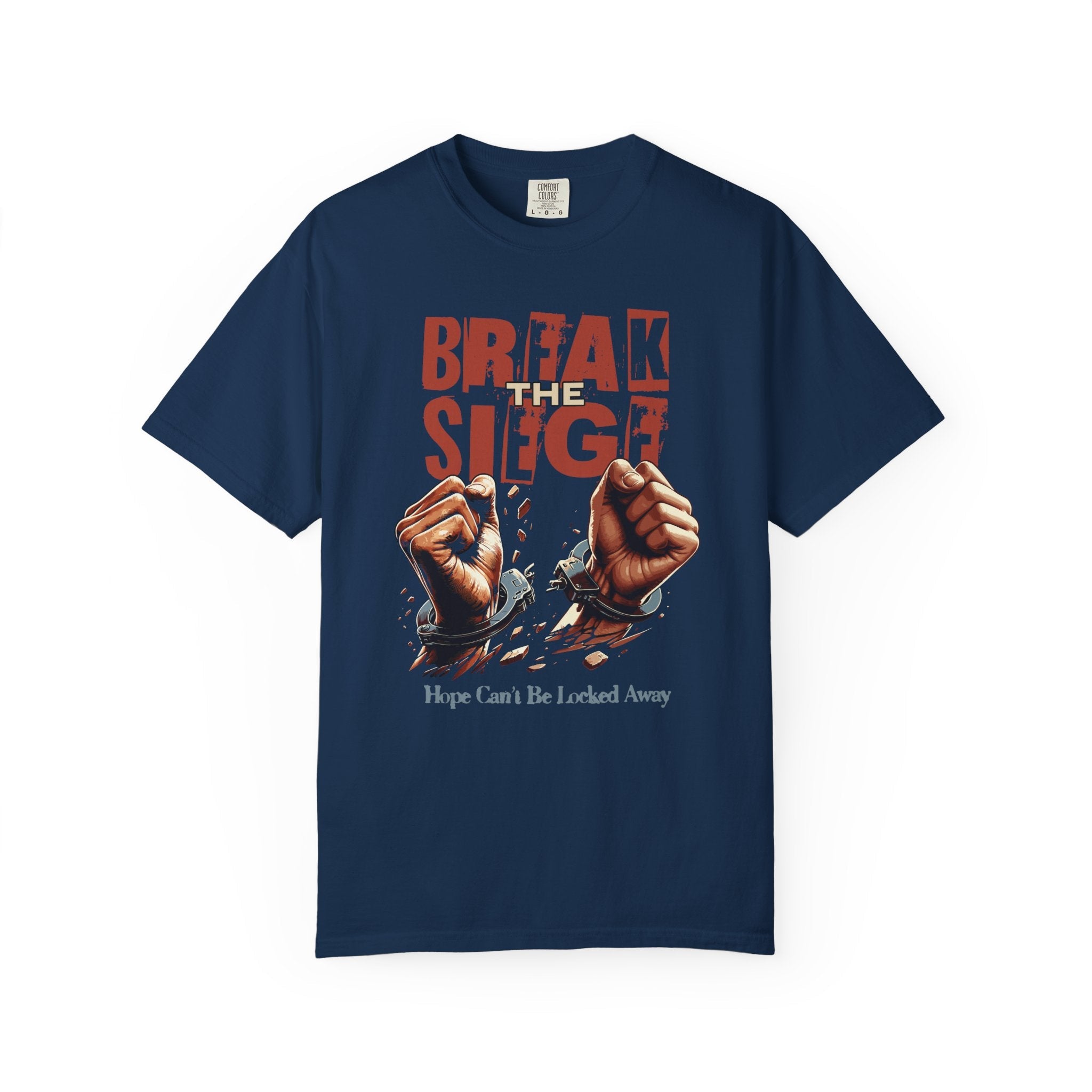 Break the Siege Unisex Garment-Dyed T-Shirt - Navy / S