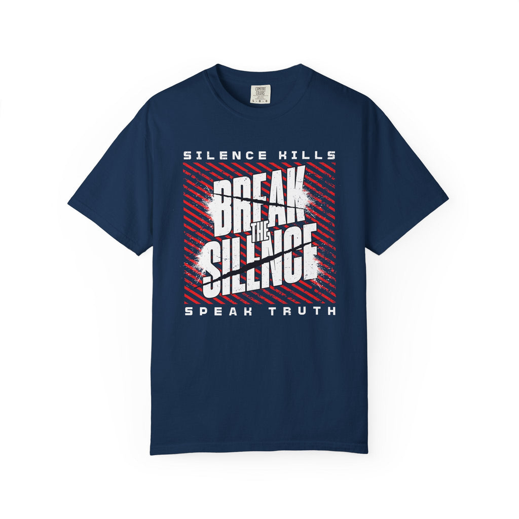 Break the Silence Unisex Garment-Dyed T-Shirt - Navy / S
