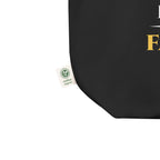 Black product with a green certification label on a white background