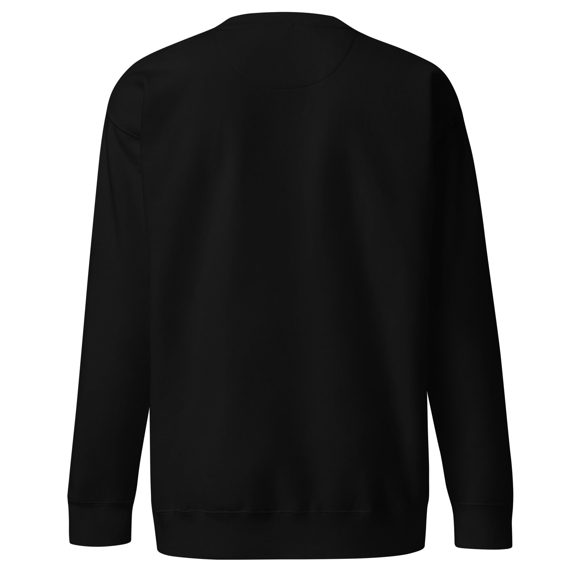 back side of a Black sweatshirt on a white background