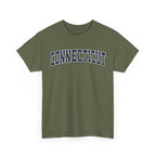 Green t-shirt with 'Connecticut' text on a white background