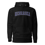 Nebraska Vintage Varsity Embroidered Unisex Premium Hoodie - Black / S