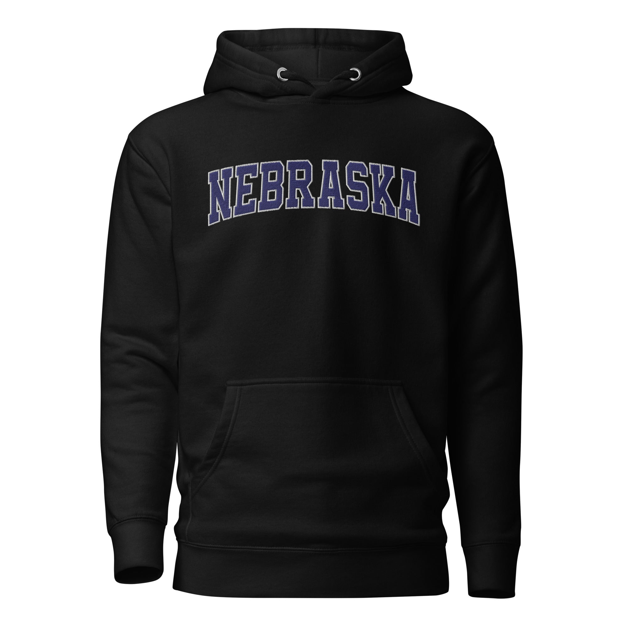 Nebraska Vintage Varsity Embroidered Unisex Premium Hoodie - Black / S