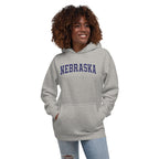 Nebraska Vintage Varsity Embroidered Unisex Premium Hoodie
