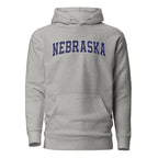 Nebraska Vintage Varsity Embroidered Unisex Premium Hoodie - Carbon Grey / S