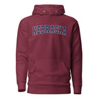 Nebraska Vintage Varsity Embroidered Unisex Premium Hoodie - Maroon / S