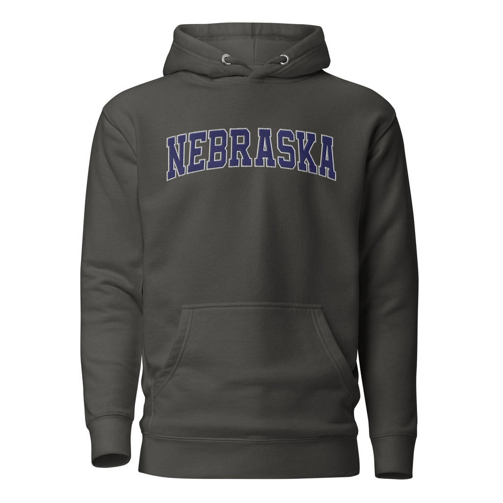 Nebraska Vintage Varsity Embroidered Unisex Premium Hoodie - Vintage Black / S